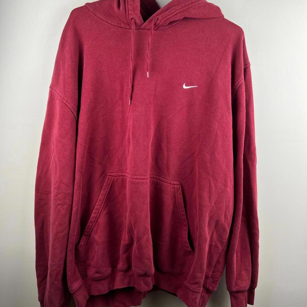 Vtg Y2K Nike Grey Bar Men’s Red Hoodie Size XL